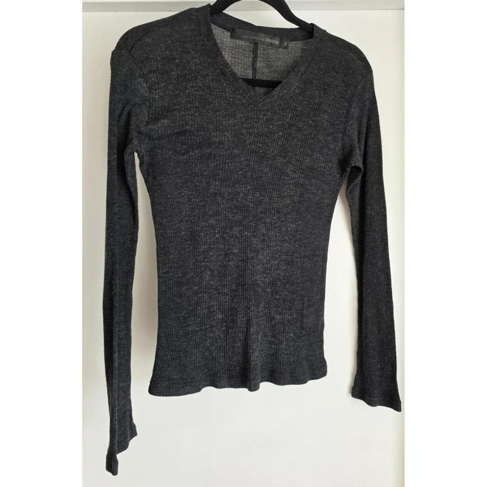 Vintage SCHLÜSSEL Japan Gray Ribbed Knit Top - Wool Blend - Avant Garde Archival